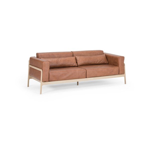 Ruda buivolo odos sofa su ąžuolo masyvo konstrukcija Gazzda Fawn, 210 cm-image-4