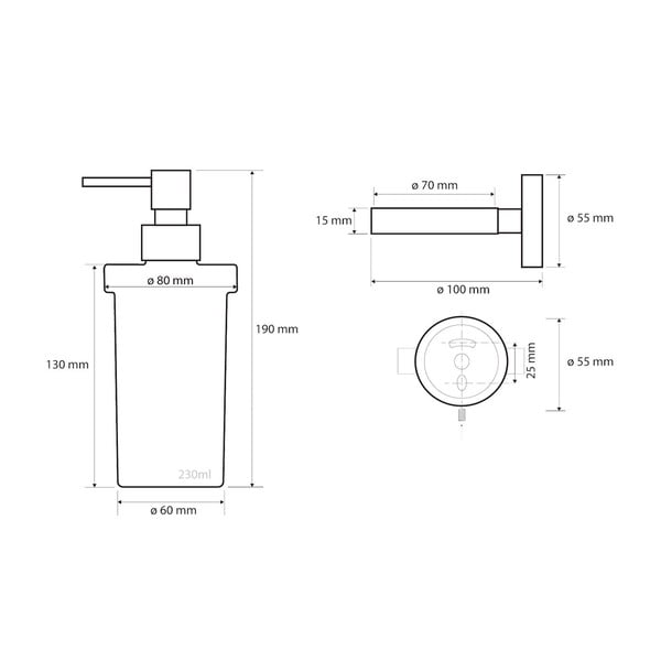 Nerūdijančio plieno sidabro spalvos pakabinamas muilo dozatorius Sapho X-Steel, 250 ml-image-1