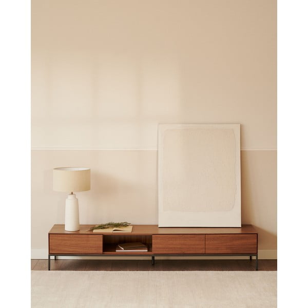 TV spintelė natūralios spalvos iš riešutmedžio 195x35 cm Vedrana – Kave Home-image-1