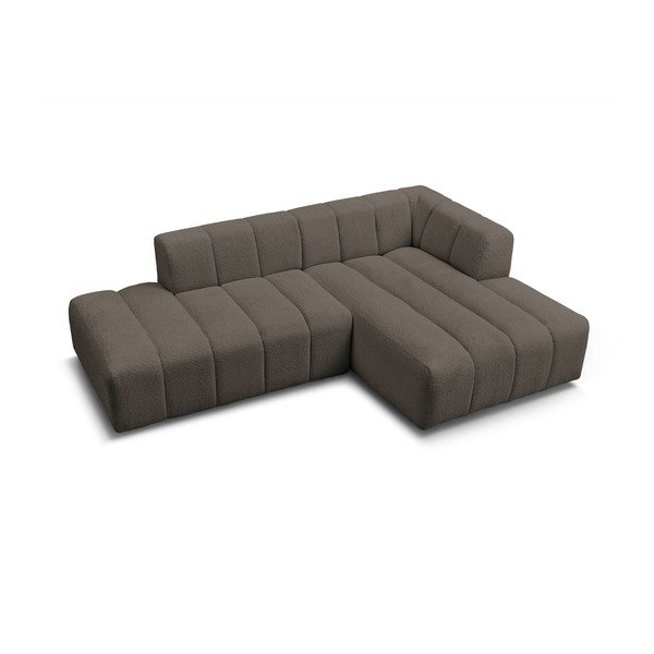 Rudos spalvos iš boucle kampinė sofa (su dešiniuoju kampu/su gultu) Annecy – Bobochic Paris-image-4