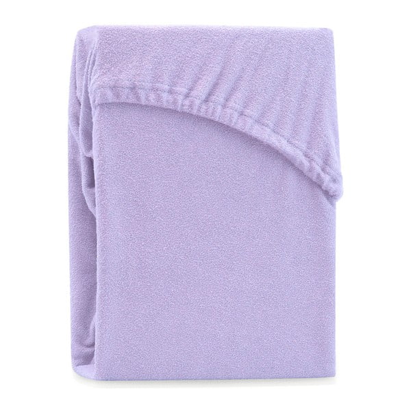 AmeliaHome Ruby Siesta violetinės spalvos elastinga paklodė dvigulei lovai, 180/200 x 200 cm
