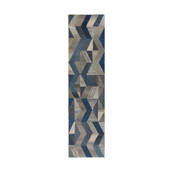 Mėlynas vilnonis kilimas Flair Rugs Asher, 60 x 230 cm