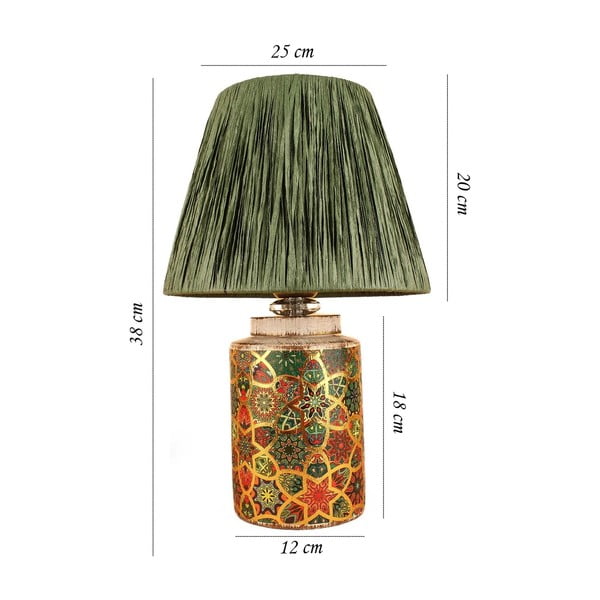 Žalios spalvos stalinis šviestuvas (aukštis 38 cm) su gaubtu iš virvės Alev – Opviq lights-image-4