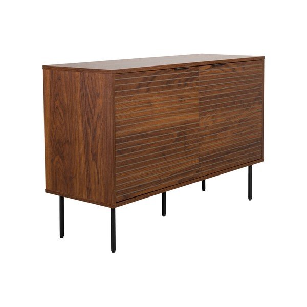 Rudos spalvos šoninė spintelė iš riešutmedžio 110x74x40 cm Stripes – White Label-image-1