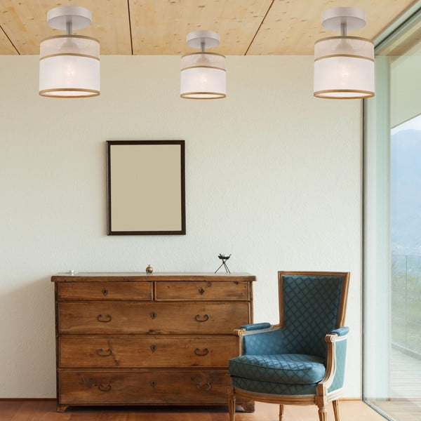 Lubinis šviestuvas šviesiai rudos spalvos ø 16 cm su tekstiliniu gaubtu Andrea – LAMKUR-image-3