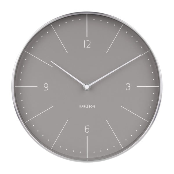 Pilkas sieninis laikrodis su sidabrinėmis detalėmis Karlsson Normann, ⌀ 28 cm