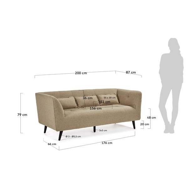 Šviesiai ruda sofa Kave Home Saffron-image-4