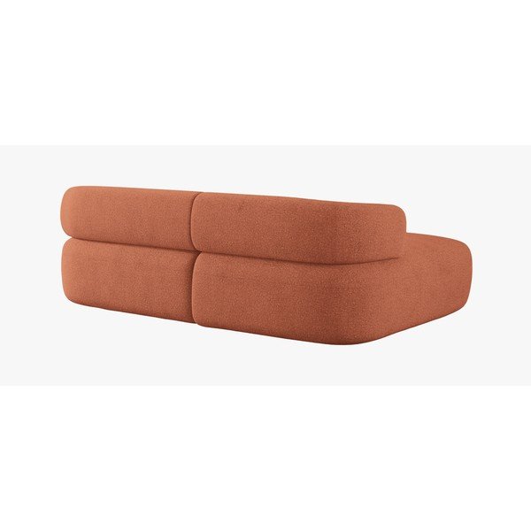 Terakotos spalvos kampinė sofa iš boucle (su kairiuoju kampu/su gultu) Jenny – Micadoni -image-2