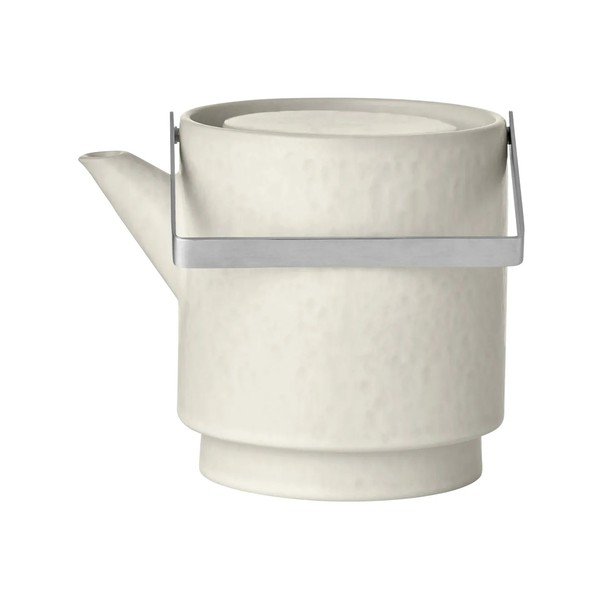 Kreminės spalvos iš molio su koštuvu arbatinukas 1 l Makoto – Blomus-image-3