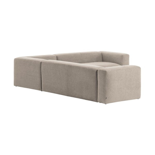 Smėlio spalvos iš šenilinio audinio kampinė sofa Blok – Kave Home-image-4