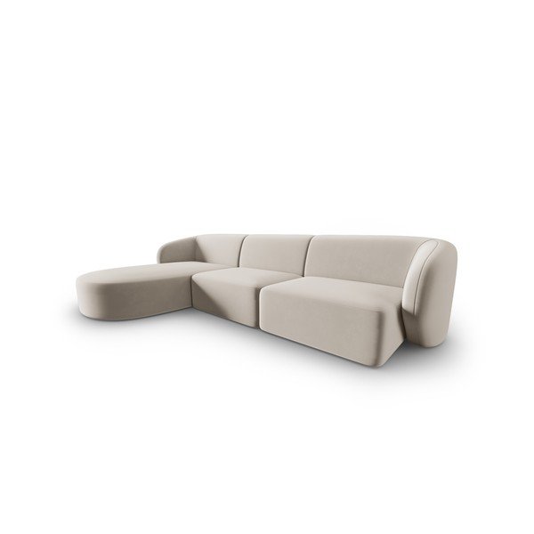 Smėlio spalvos iš velveto kampinė sofa (su kairiuoju kampu/su gultu) Paolo – Milo Casa-image-1