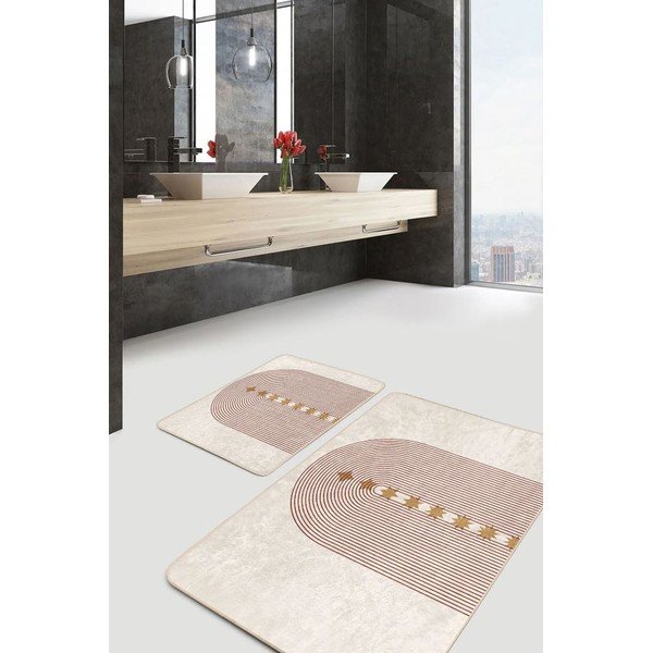Smėlio spalvos iš velveto vonios kilimėliai 2 vnt. 60x100 cm – Mila Home-image-2
