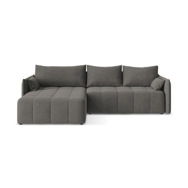 Tamsiai pilkos spalvos sulankstoma/su sandėliavimo vieta kampinė sofa (su kairiuoju kampu/su gultu) Moku – Makamii