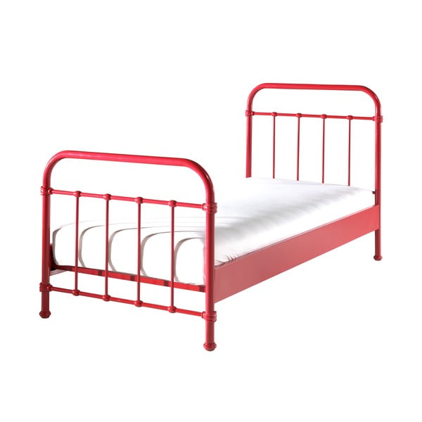 Raudona metalinė vaikiška lova Vipack New York, 90 x 200 cm