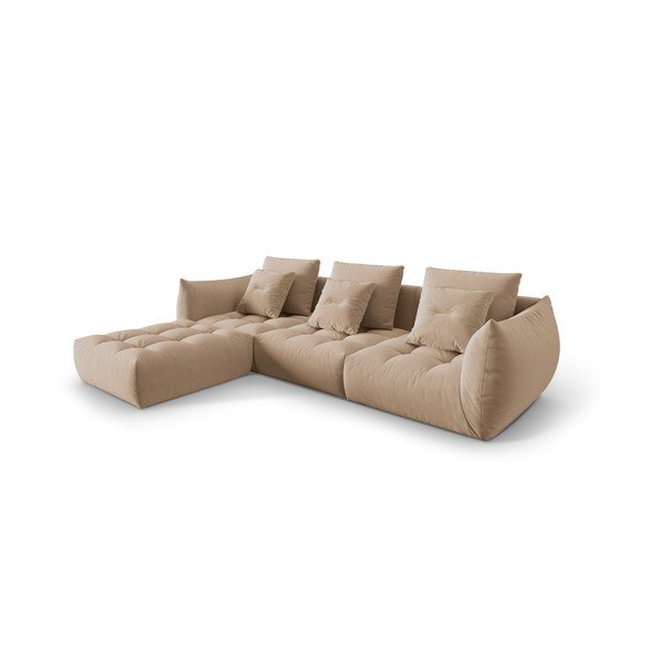 Smėlio spalvos iš velveto kampinė sofa Bloom – Micadoni -image-2