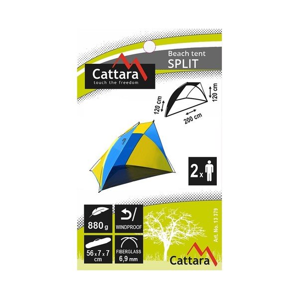Geltonos ir mėlynos spalvos paplūdimio palapinė Cattara Splitas-image-2