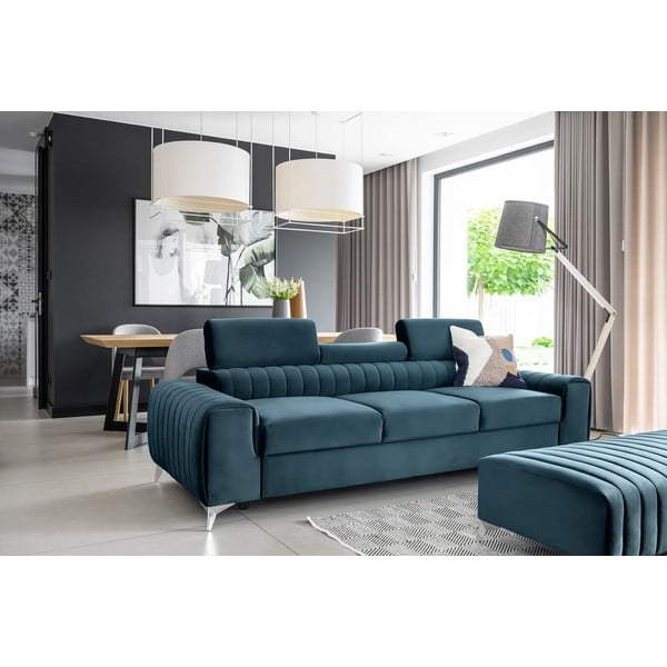 Mėlynos spalvos iš velveto sulankstoma sofa 261 cm Laurence – ELTAP-image-1