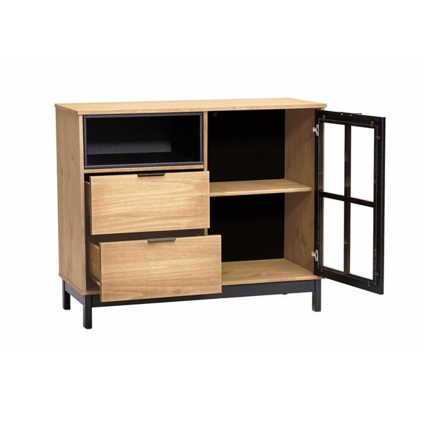 Ruda-juoda pušies masyvo komoda "Marckeric Denise", 95,6 cm pločio-image-2