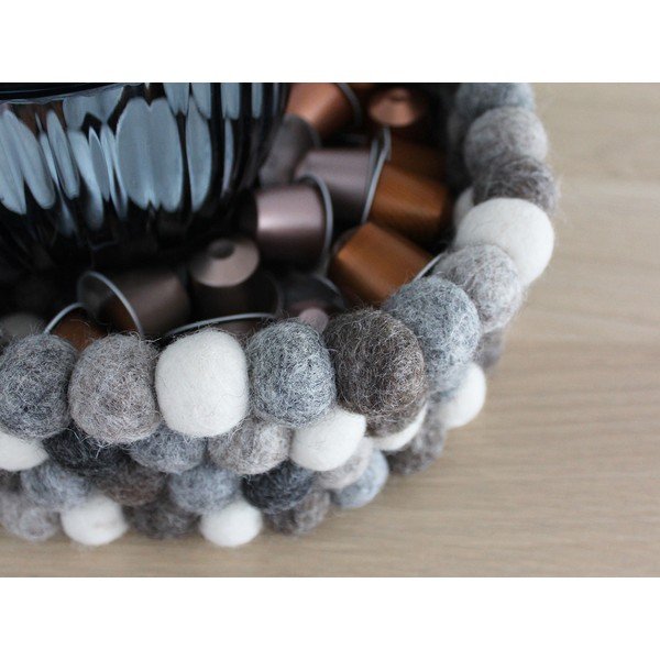 Pilkos ir baltos spalvų vilnos krepšys kamuoliams laikyti Wooldot Ball Basket, ⌀ 28 cm-image-2