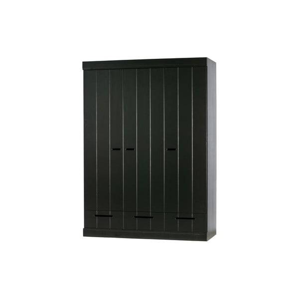 Juoda pušies medienos konstrukcijos spinta WOOOD Connect, 140 cm pločio-image-2