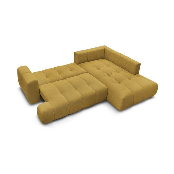 Garstyčių spalvos sulankstoma/su sandėliavimo vieta kampinė sofa (su dešiniuoju kampu/„L“ formos) Fuji – Bobochic Paris-image-4