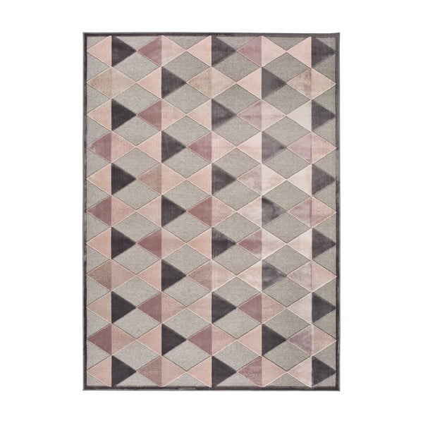 Pilkas ir rausvas kilimas Universal Farashe Triangle, 160 x 230 cm