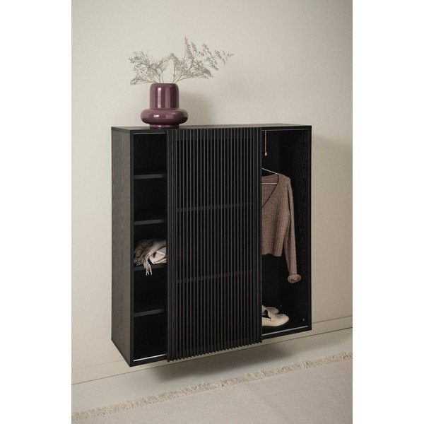 Juodos spalvos koridoriaus baldas iš uosio 110x120x40 cm Sion – Jotex-image-1
