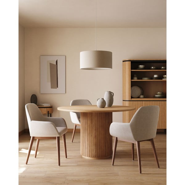 Iš mango masyvo apvalios formos valgomojo stalas natūralios spalvos ø 120 cm Licia – Kave Home-image-1