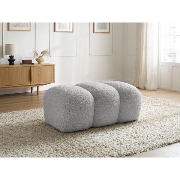 Šviesiai pilkos spalvos iš boucle taburetė Hippolyte – Bobochic Paris-image-1