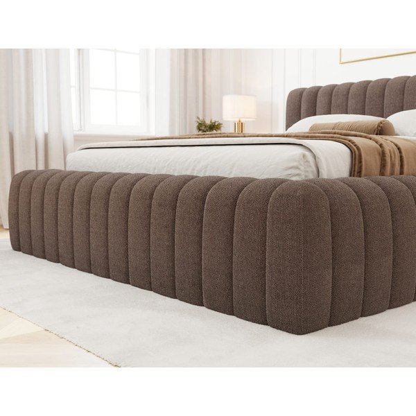 Rudos spalvos dvigulė lova dengta audiniu su sandėliavimo vieta su lovos grotelėmis 180x200 cm Carilla – ELTAP-image-4