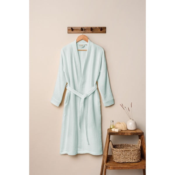 Mėtų spalvos iš muslino chalatas S/M Kimono – Foutastic
