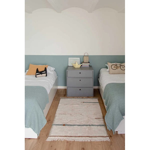 Skalbiamas/rankų darbo iš medvilnės kilimas mėlynos spalvos/kreminės spalvos 140x200 cm Lanes Vintage Blue – Lorena Canals-image-1