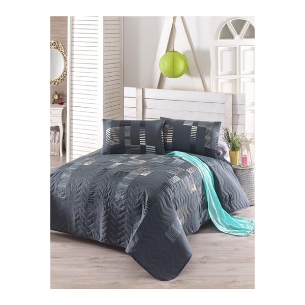 Dygsniuotas dvivietis lovos užvalkalas su pagalvių užvalkalais Tracy, 200 x 220 cm