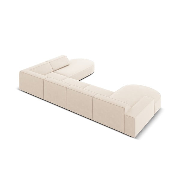 Smėlio spalvos aksominė kampinė sofa (U formos) Jodie - Micadoni Home-image-4