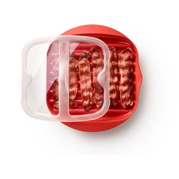Raudonas silikoninis šoninės virimo puodas Lékué Bacon-image-1