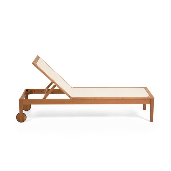 Smėlio spalvos medžio masyvo reguliuojamas sodo šezlongas Caterin – Kave Home-image-3