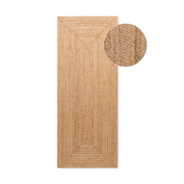 Apverčiamas/rankų darbo natūralios spalvos iš džiuto kilimas 80x200 cm Juno – Hanse Home