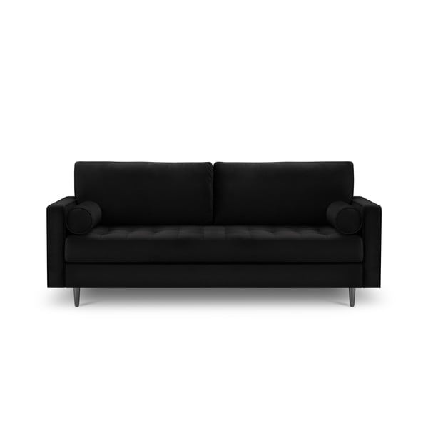 Juoda aksominė sofa Milo Casa Santo, 219 cm