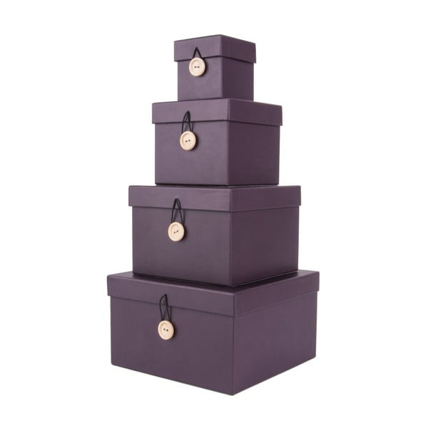 4 violetinių dėžių su dangčiu rinkinys PT LIVING Uniform