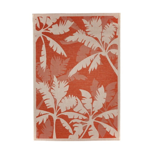 Oranžinės ir smėlio spalvos lauko kilimas Floorita Palms, 160 x 230 cm