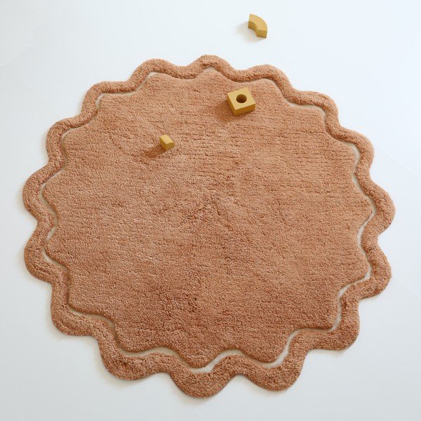 Skalbiamas/rankų darbo iš medvilnės apvalios formos kilimas raudonos plytų spalvos ø 110 cm Sweet April Toffee – Nattiot-image-2