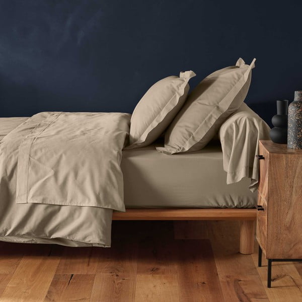 Smėlio spalvos iš medvilnės paklodė su guma 90x190 cm Lina – douceur d'intérieur-image-1