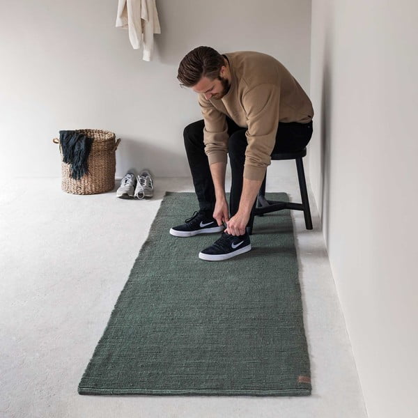 Tamsiai žalias džiuto kiliminis takelis 75x245 cm Ribbon - Mette Ditmer Denmark-image-2