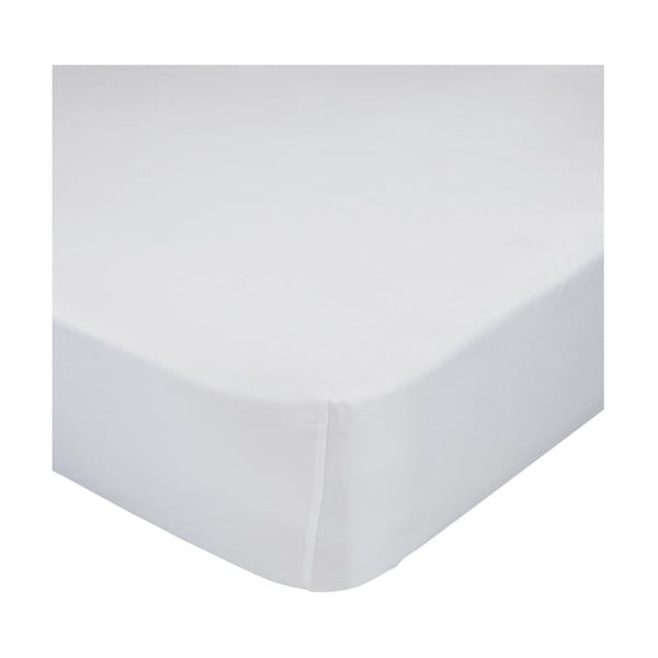 Balta medvilninė elastinė paklodė Happy Friday Basic, 90 x 200 cm