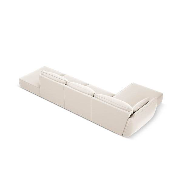 Smėlio spalvos iš velveto kampinė sofa (su kairiuoju kampu/su gultu) Vanda – Mazzini Sofas-image-3