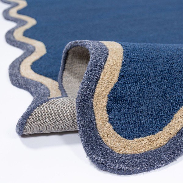 Rankų darbo tamsiai mėlynos spalvos iš vilnos mišinio kilimas 160x230 cm Rivo Wool – Flair Rugs-image-2