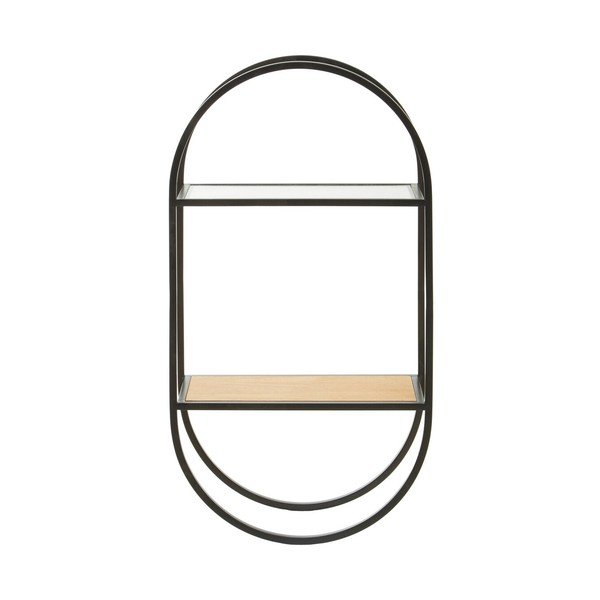 Juodos spalvos/natūralios spalvos iš metalo kelių aukštų sieninė lentyna 35 cm Mataram – Premier Housewares-image-3