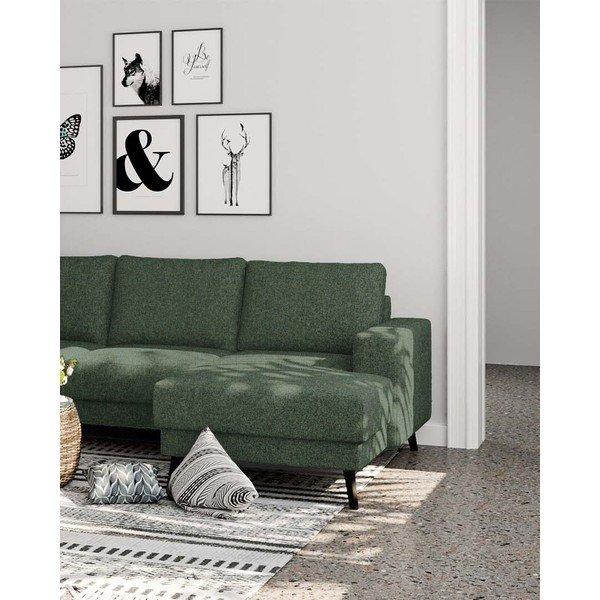 Tamsiai žalios spalvos kampinė sofa (su kairiuoju kampu/„U“ formos) Fynn – Ghado-image-4