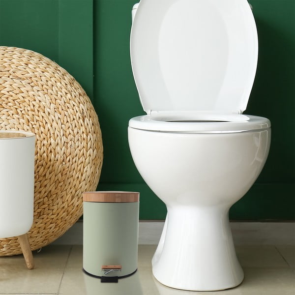 Iš metalo šiukšliadėžė šviesiai žalios spalvos su pedalu 3 l Greenish – Orion-image-1