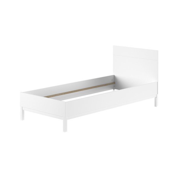 Baltos spalvos iš pušies masyvo vaikiška lova be grotelių 90x200 cm Eva – Vipack